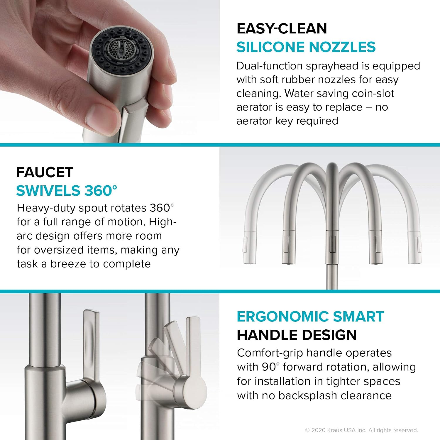 KRAUS Oletto Single Handle Pull Down Kitchen Faucet in Matte Black, KPF-2820MB