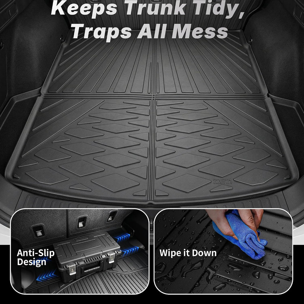 OEDRO Floor Mats Set Fit for 2017-2022 Honda CR-V (NOT for Hybrid), TPE All-Weather Custom Fit for Front, Rear & Cargo Mat in Upper(Highest) Position, Honda CRV Mats Accessories, Black