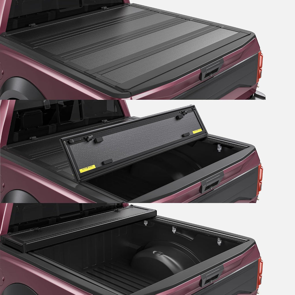 OEDRO Low-Profile Hard Quad-Fold Tonneau Cover Compatible with Chevy Silverado/GMC Sierra 2500HD 3500HD 2020-2026 6.9ft Bed w/o Multi-Flex Tailgate, One-Handed Quick Release, Drainage Design