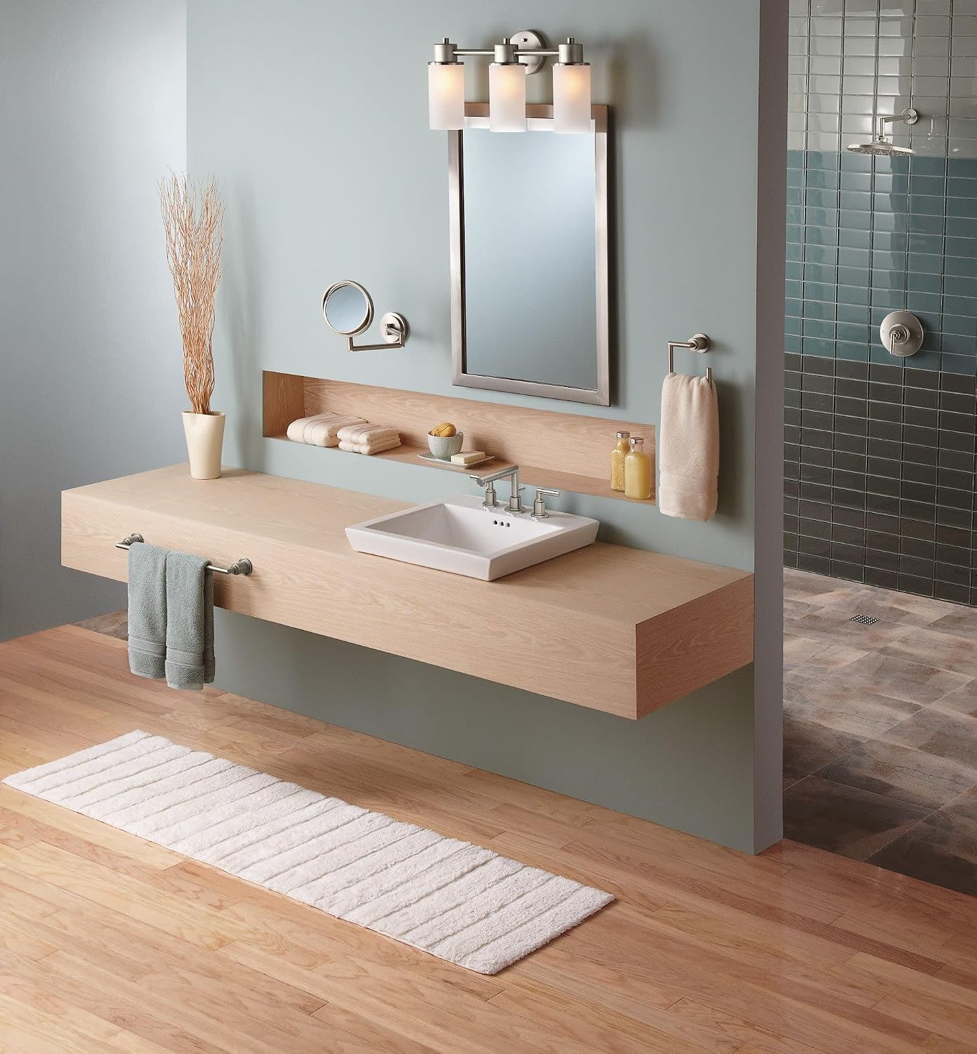 Moen TS43002BN Arris Two-Handle Modern 8 in. Widespread Bathroom Faucet Trim Kit, Valve Required, Brushed Nickel