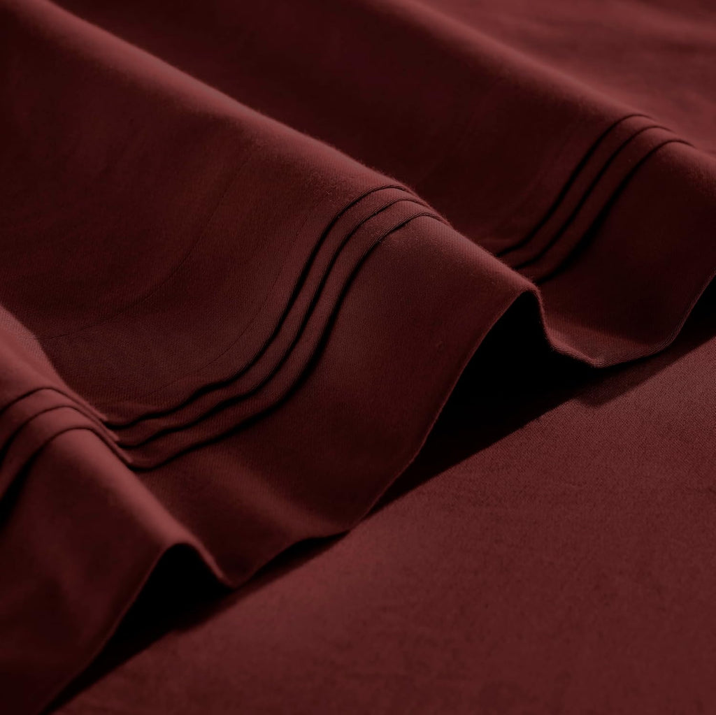Superior Egyptian Cotton 4 Piece Sheet Set, 650 Thread Count, Eco-Friendly, Sustainable Sheets, Ultra-Soft Basics, Solid, Deep Pocket Fitted Sheet, Flat Sheet, Pillowcases, California King, Burgundy