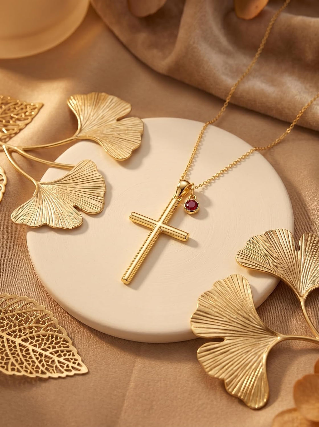 18K Gold Cross Pendant for Women Gold Cross Necklace 18K Gold Jewelry Religious Gift