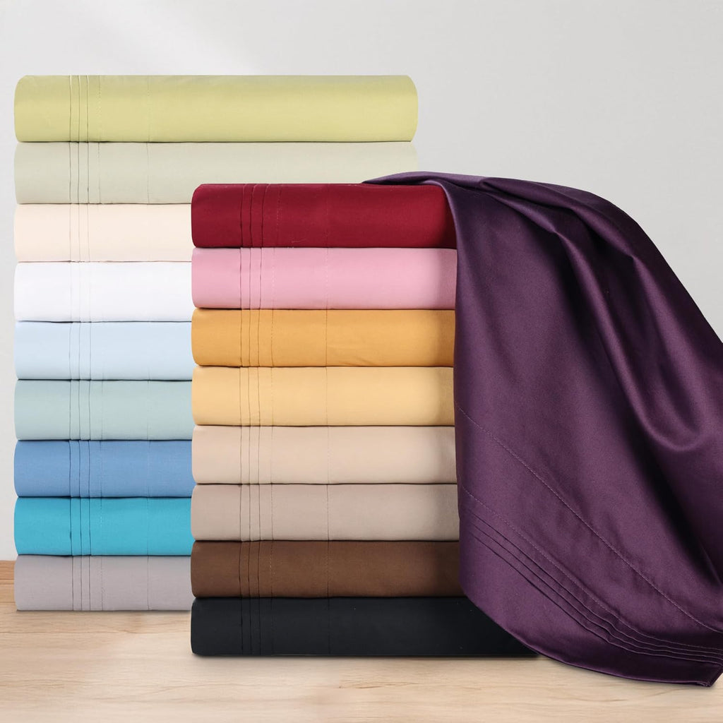 Superior Egyptian Cotton 4 Piece Sheet Set, 650 Thread Count, Eco-Friendly, Sustainable Sheets, Ultra-Soft Basics, Solid, Deep Pocket Fitted Sheet, Flat Sheet, Pillowcases, California King, Burgundy
