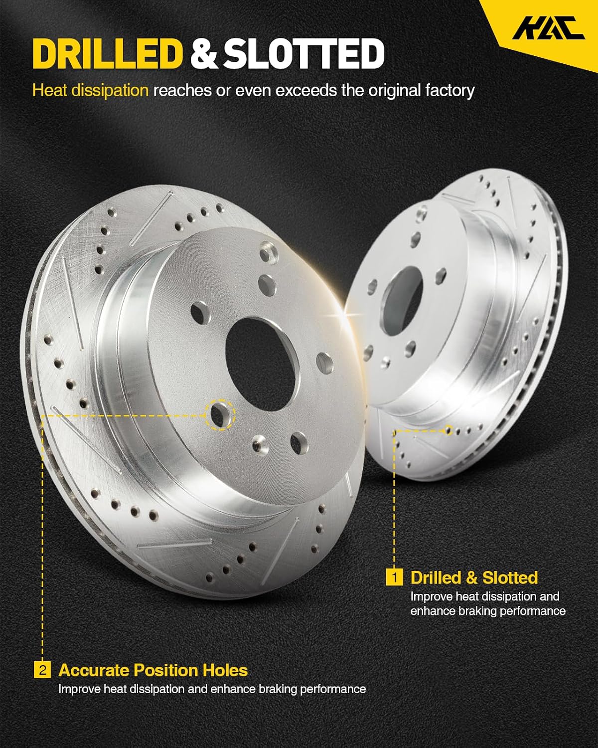 KAC 13.58 inch(345mm) Rear Brake Rotors for Chevrolet 2007-2009 2014-2020 Tahoe, Chevrolet 2007-2009 Silverado 1500, Chevrolet 2010-2013 Silverado 1500 5.3L,Automotive Replacement Brake Rotors,55133