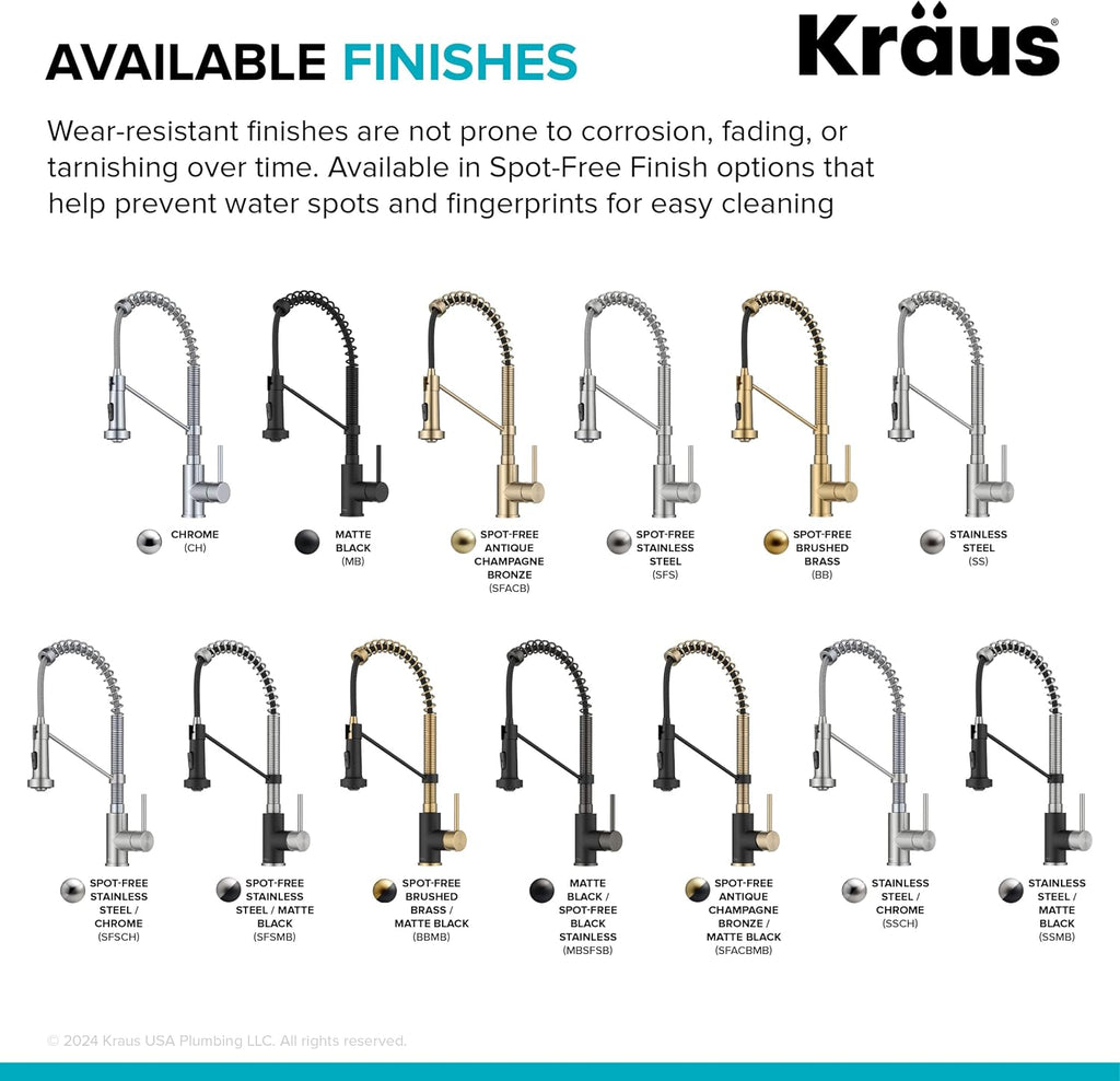 KRAUS Bolden Commercial Style 2-Function Single Handle Pull Down Kitchen Faucet in Spot-Free Stainless Steel, KPF-1610SFS
