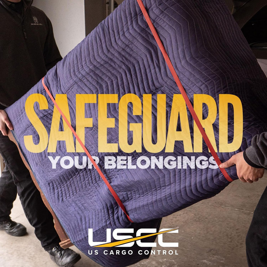 US Cargo Control Moving Blankets Heavy Duty 72'x80' 240-Pack (43 lbs/doz), Packing Blankets for Moving Furniture, Shipping, and Storage, Lightweight Quilted Furniture Pads, Tough Blue Polyester