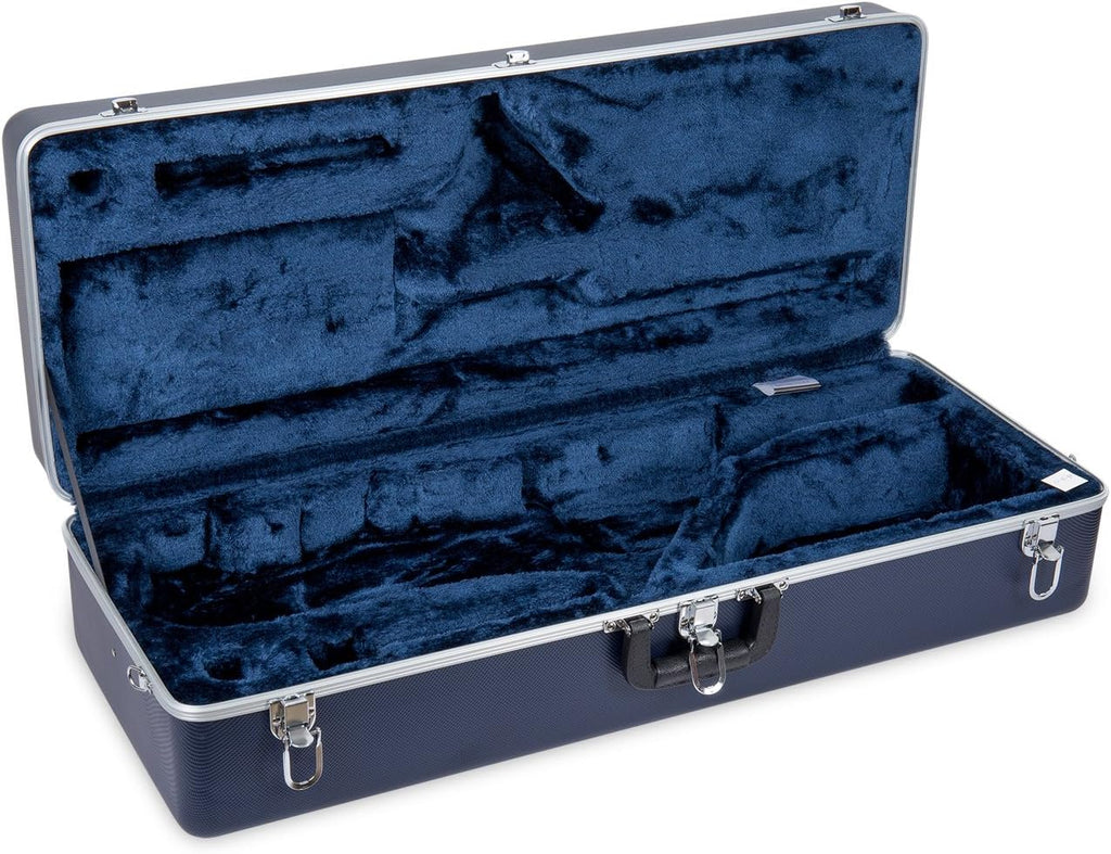 Crossrock ABS Tenor Saxophone Case – Rectangular Blue Diamond Texture, Deep Blue Velvet Interior, Security Lock & Detachable Strap