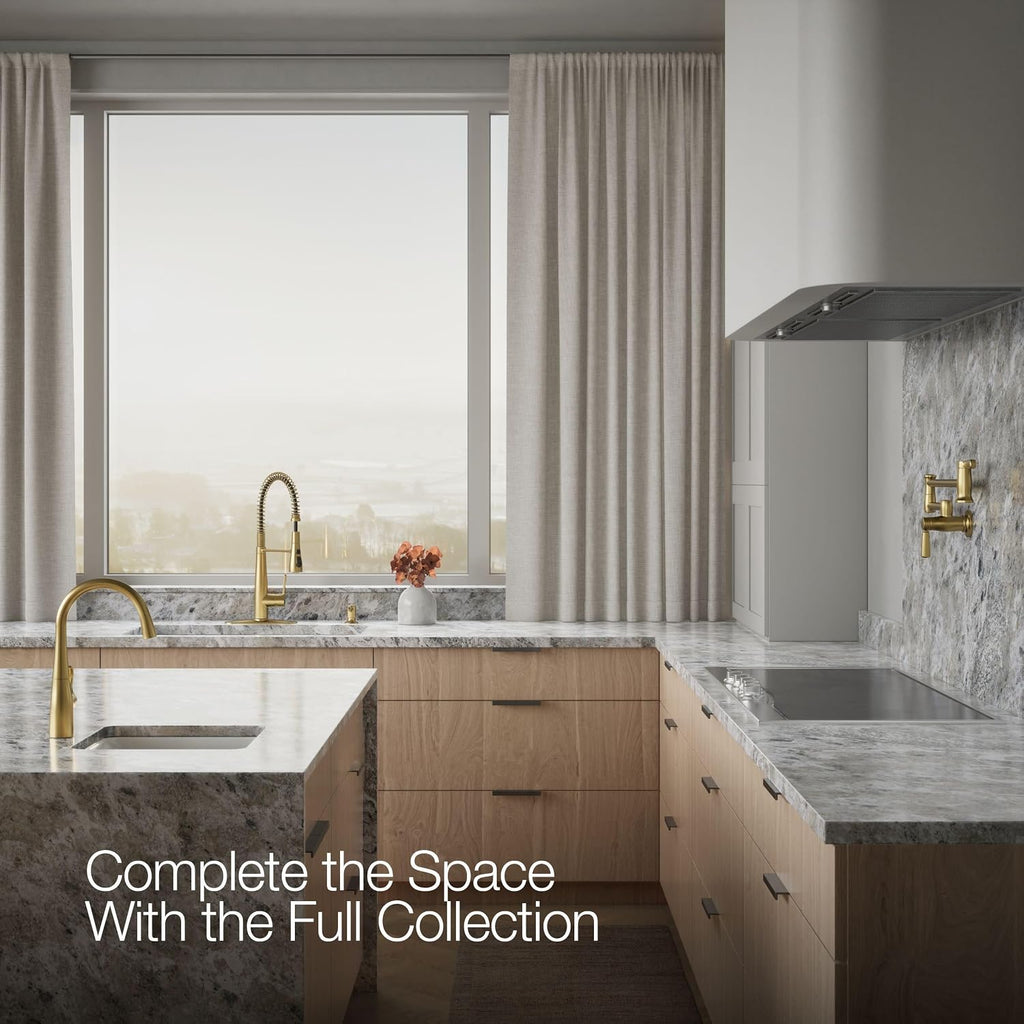 KOHLER K-REC22745-SD-2MB Semi-Professional Kitchen Sink Faucets with Soap Dispenser, Commercial Kitchen Faucets with Pull Down Sprayer, Vibrant Brushed Moderne Brass