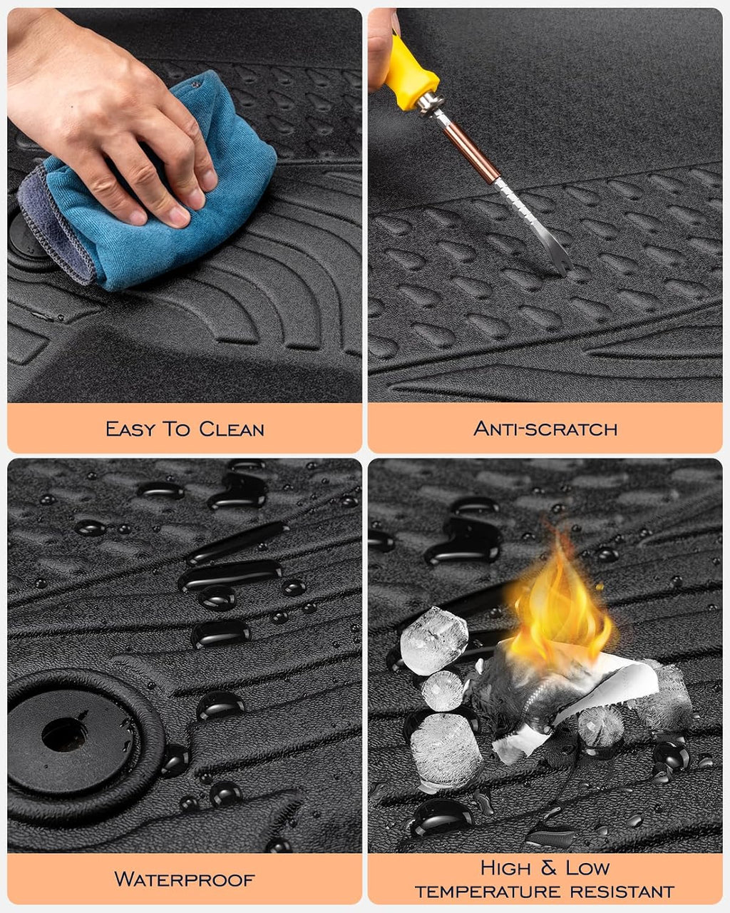 Floor Mats & Cargo Liner Back Seat Cover Protector for GMC Acadia 2017-2023, All-Weather 6 Seats Full Set Floor Mats & Cargo Liner with Backrest Mat for GMC Acadia Accessories 2017-2023
