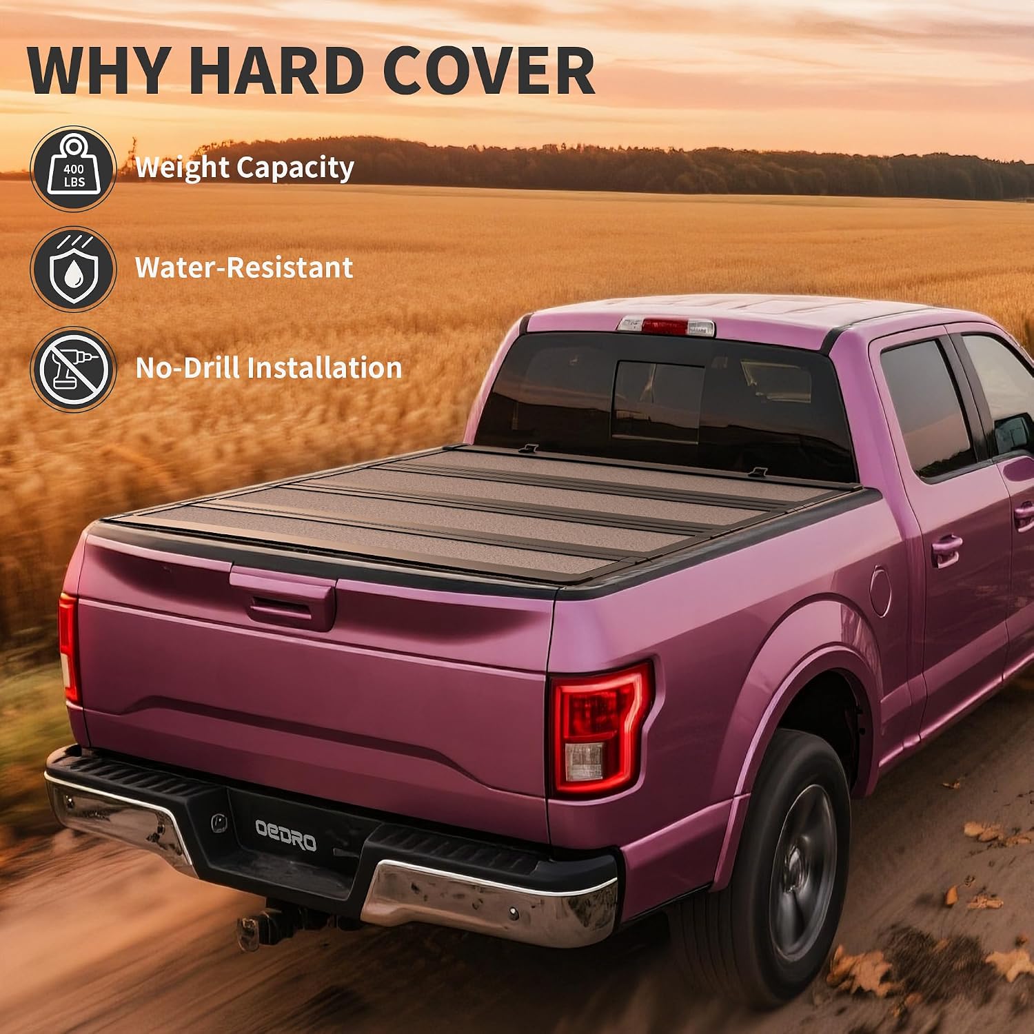 OEDRO Low-Profile Hard Quad-Fold Tonneau Cover Compatible with Chevy Silverado/GMC Sierra 2500HD 3500HD 2020-2026 6.9ft Bed w/o Multi-Flex Tailgate, One-Handed Quick Release, Drainage Design