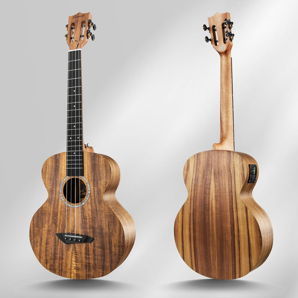 Caramel CB207 Acacia Baritone Acoustic Electric Ukulele with Truss Rod with Additional Strings, Padded Gig Bag, Strap and EQ cable