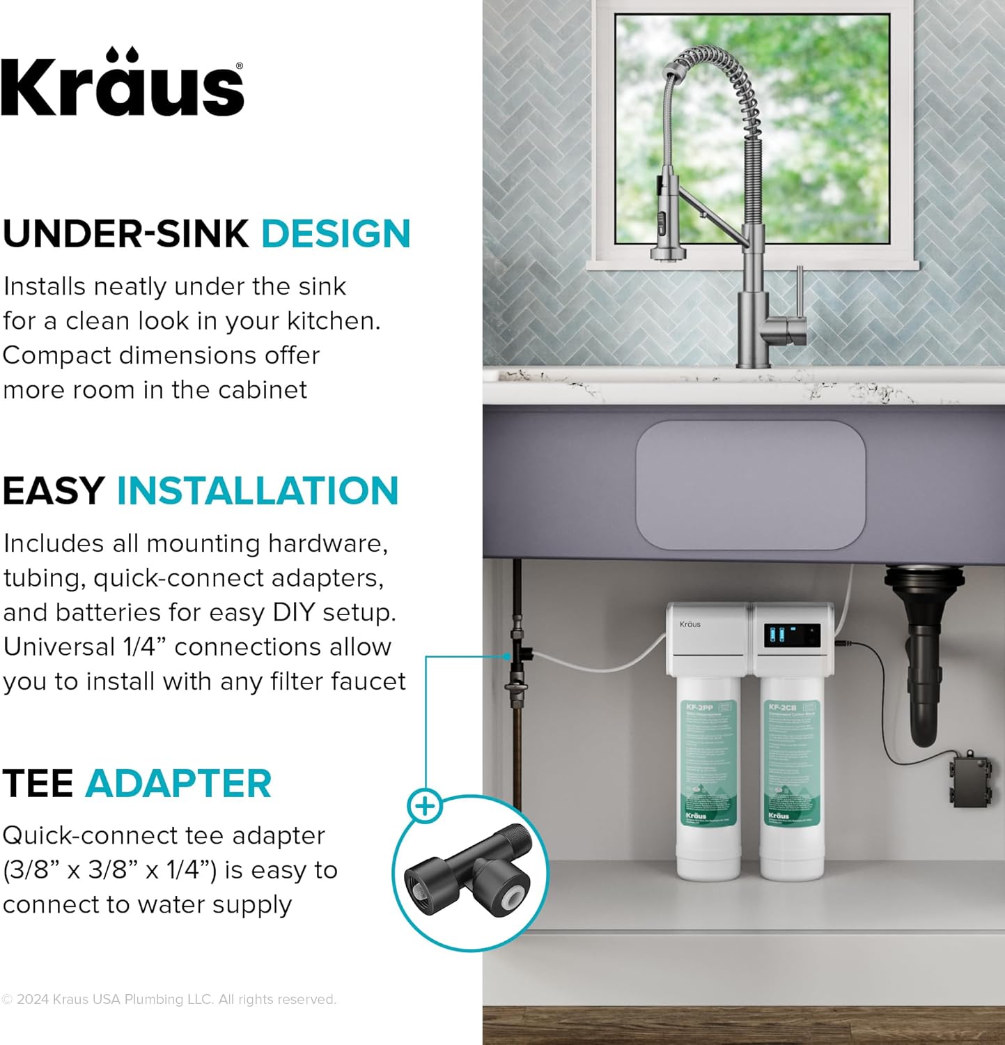 KRAUS Purita 2-Stage Under-Sink Filtration System with Single Handle Drinking Water Filter Faucet in Matte Black, FS-1001-FF-100MB