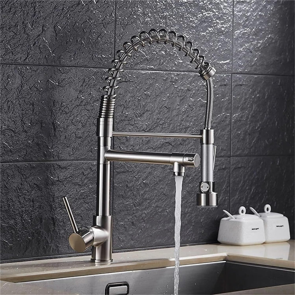 European Modern Kitchen Faucet Multifunctional Hot and Cold Water Spring Faucet Vegetable Bowl Tap(Gold)