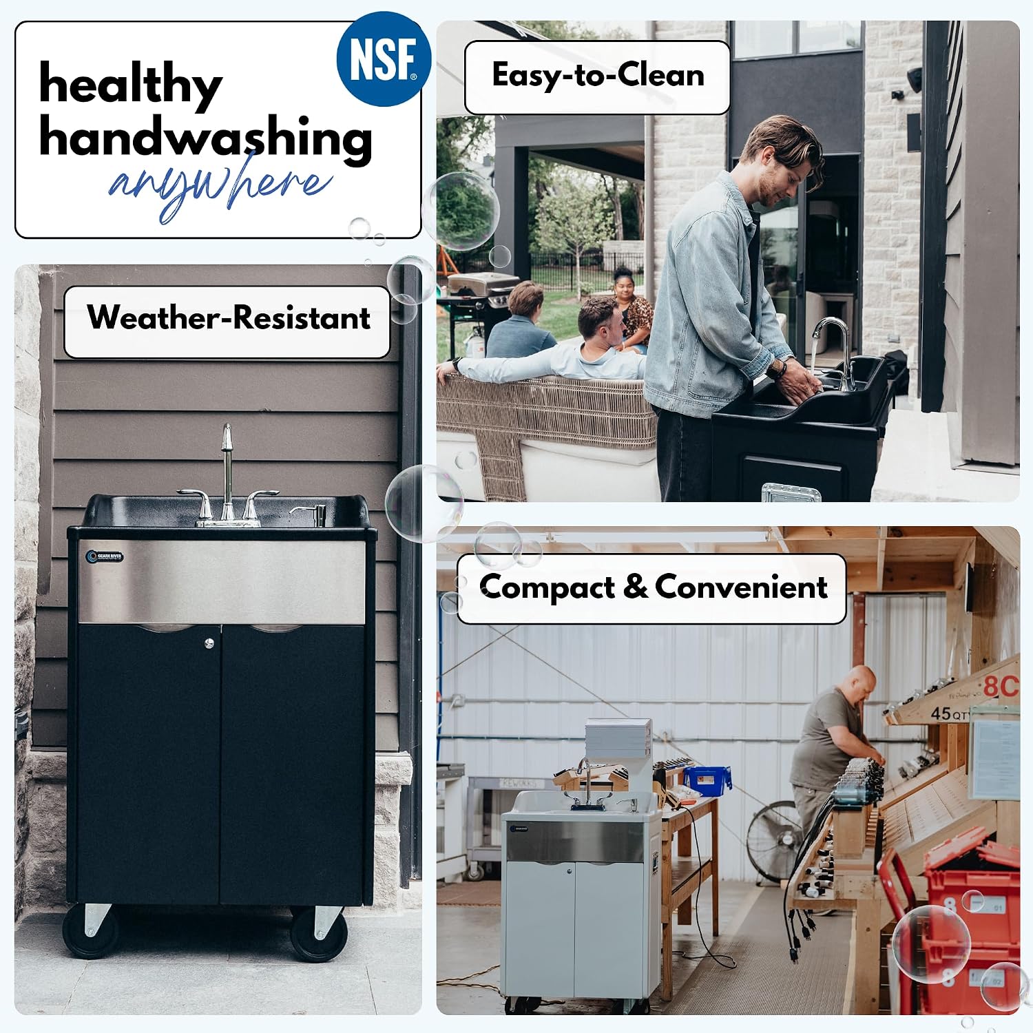 Ozark River Portable Sinks Titan PRO1 White Outdoor/Indoor Self-Contained Portable Hot Water Hand Washing Sink NSF Certified