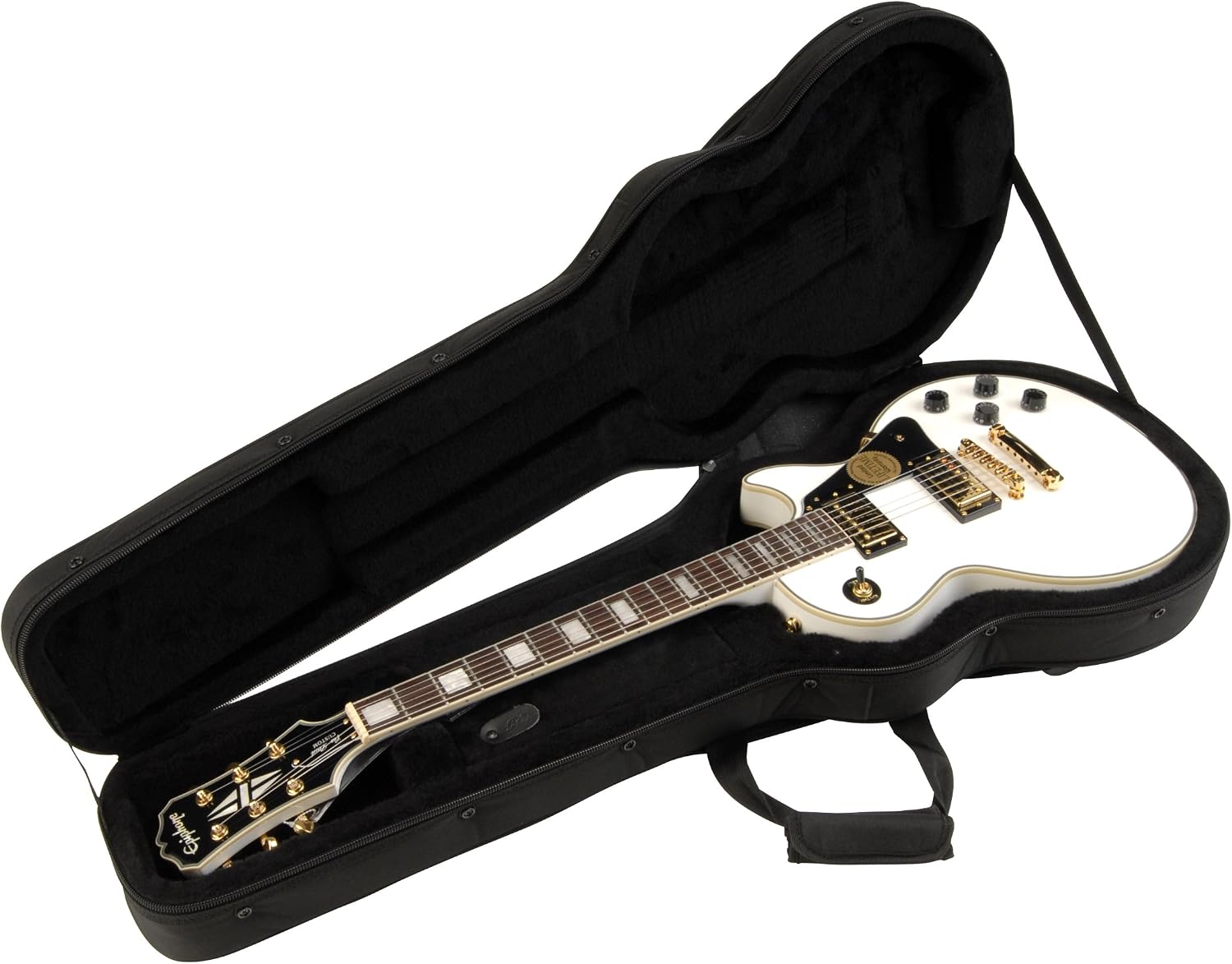 SKB Les Paul Style Electric Guitar Soft Case, Black – Lightweight Construction with 2 Zippered Pouches and Foam Inserts for Protection