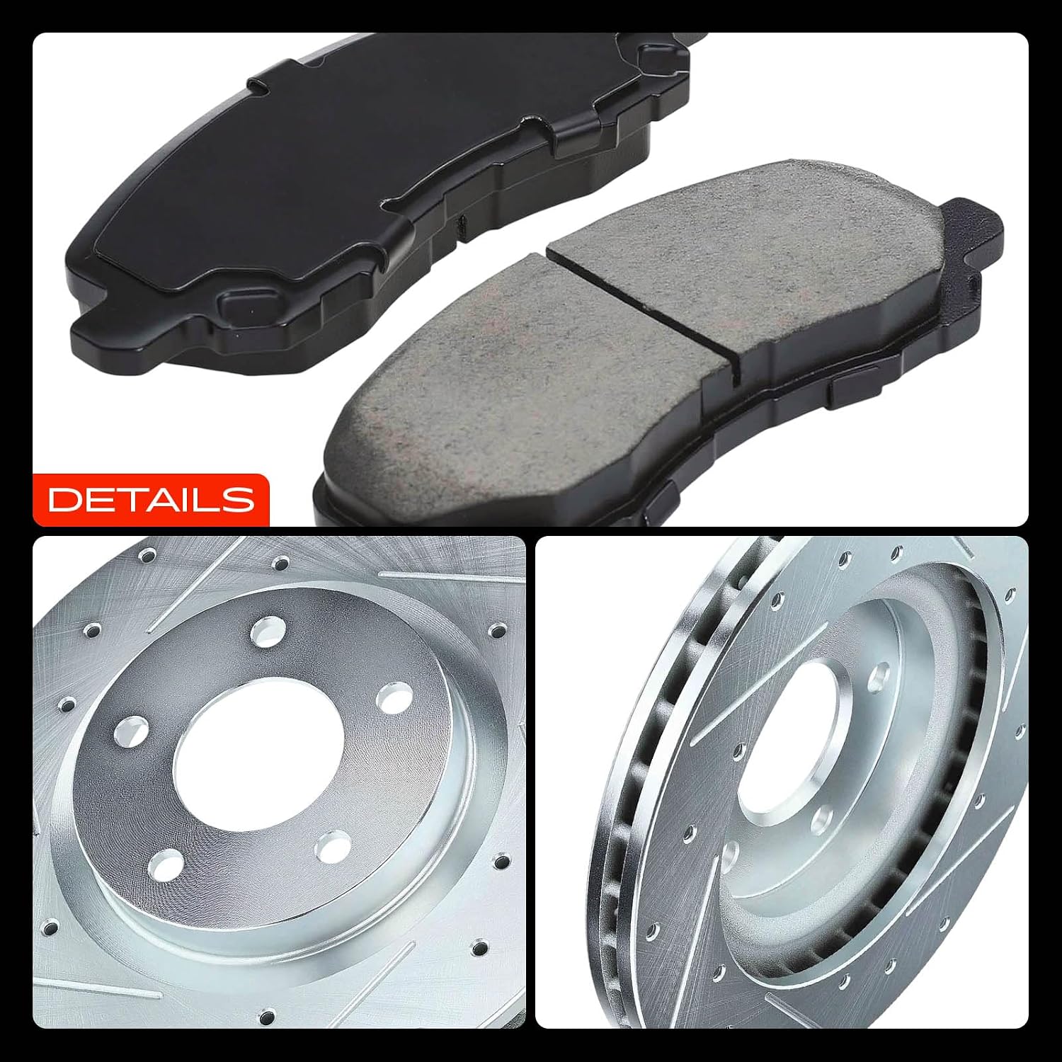 A-Premium 11.57 in (294mm) Front Drilled and Slotted Disc Brake Rotors + Ceramic Pads Kit Compatible with Select Jeep, Mitsubishi, Chrysler & Dodge Models - Compass, Patriot, Lancer, Avenger, Sebring