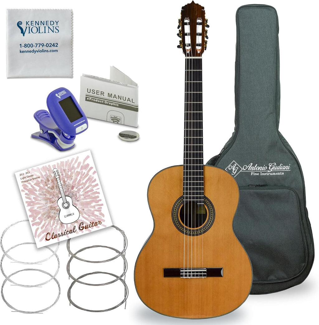 Antonio Giuliani Classical Rosewood Guitar Outfit (Clear) (CL-6) - Acoustic Guitar with Case and Accessories By Kennedy Violins