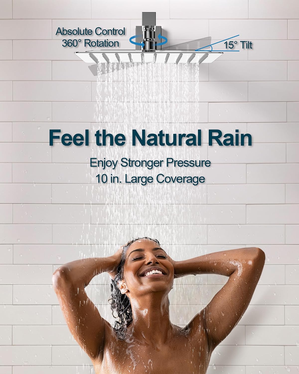 10 Inch Shower Faucet Set, High Pressure Rainfall Shower Head and Handheld Sprayer Combo, Polished Chrome
