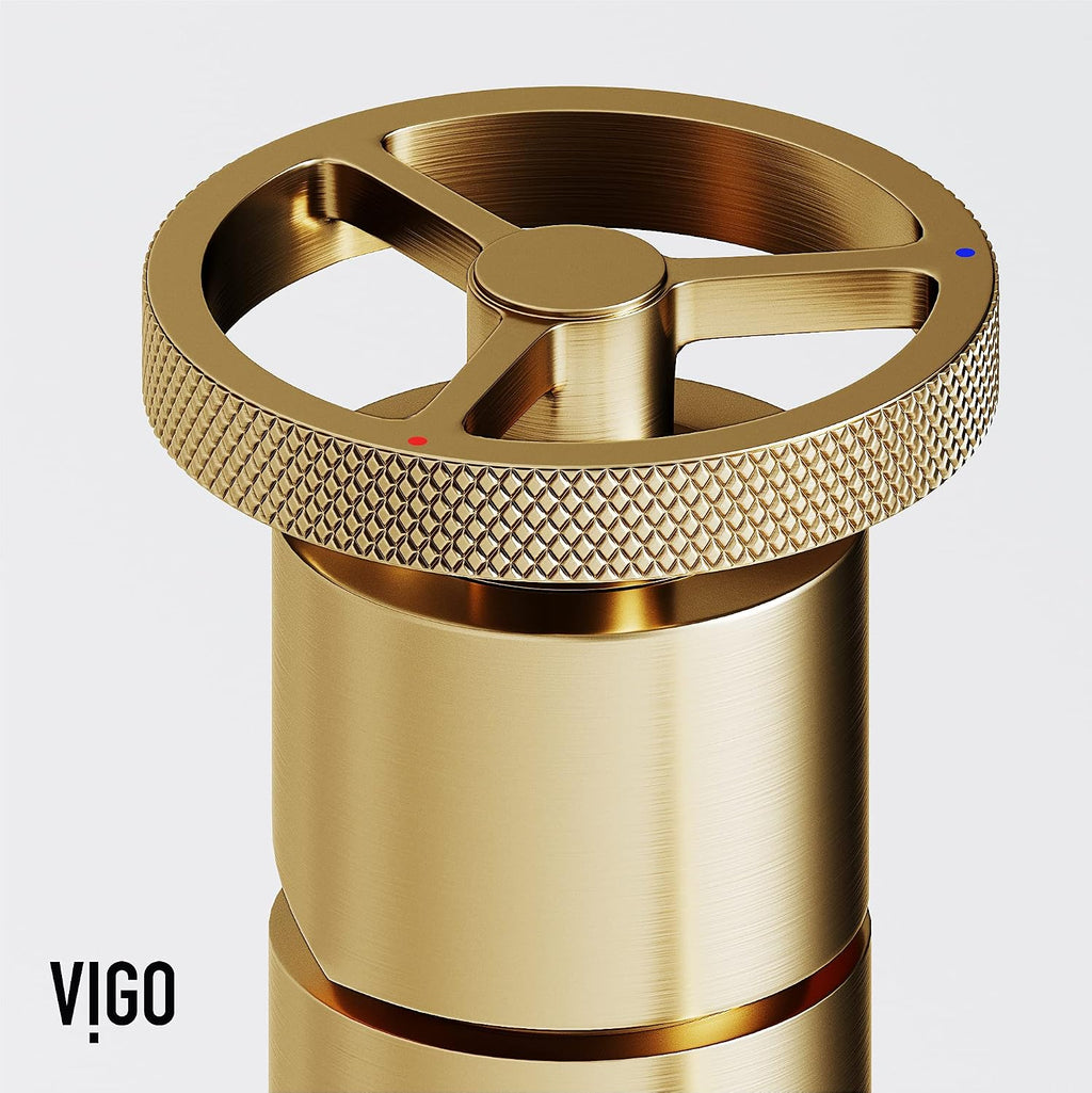 VIGO Cass Single-Handle Single-Hole Mount Vessel Bathroom Sink Faucet, 12-Inch, Matte Brushed Gold, Modern Design, Solid Brass, 1.2 GPM WaterSense & Ceramic Disc Valve, Corrosion-Resistant