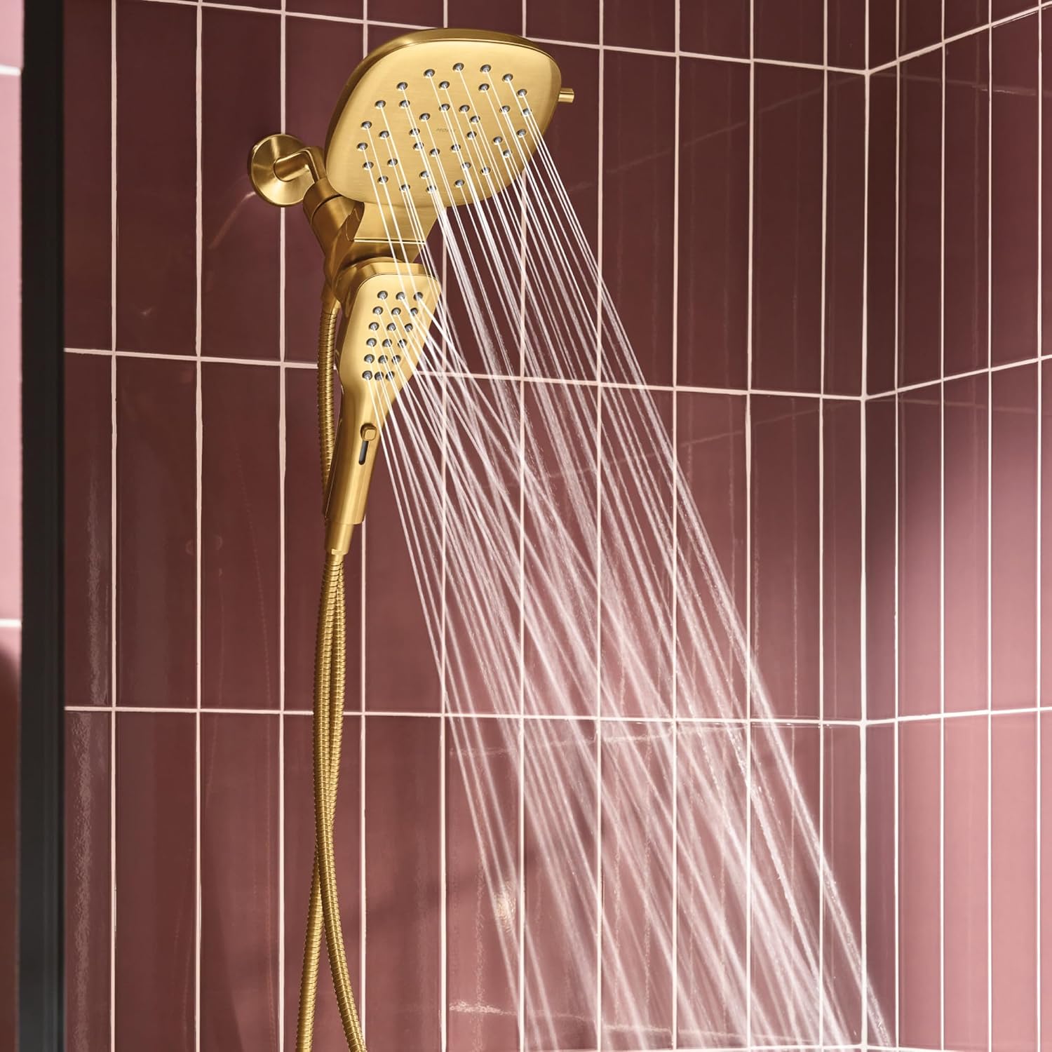 Moen Verso Brushed Gold Infiniti Dial Square Rain Shower Head with Detachable Hand Shower Combo, 7-Inch Spray Head, 220C5BG