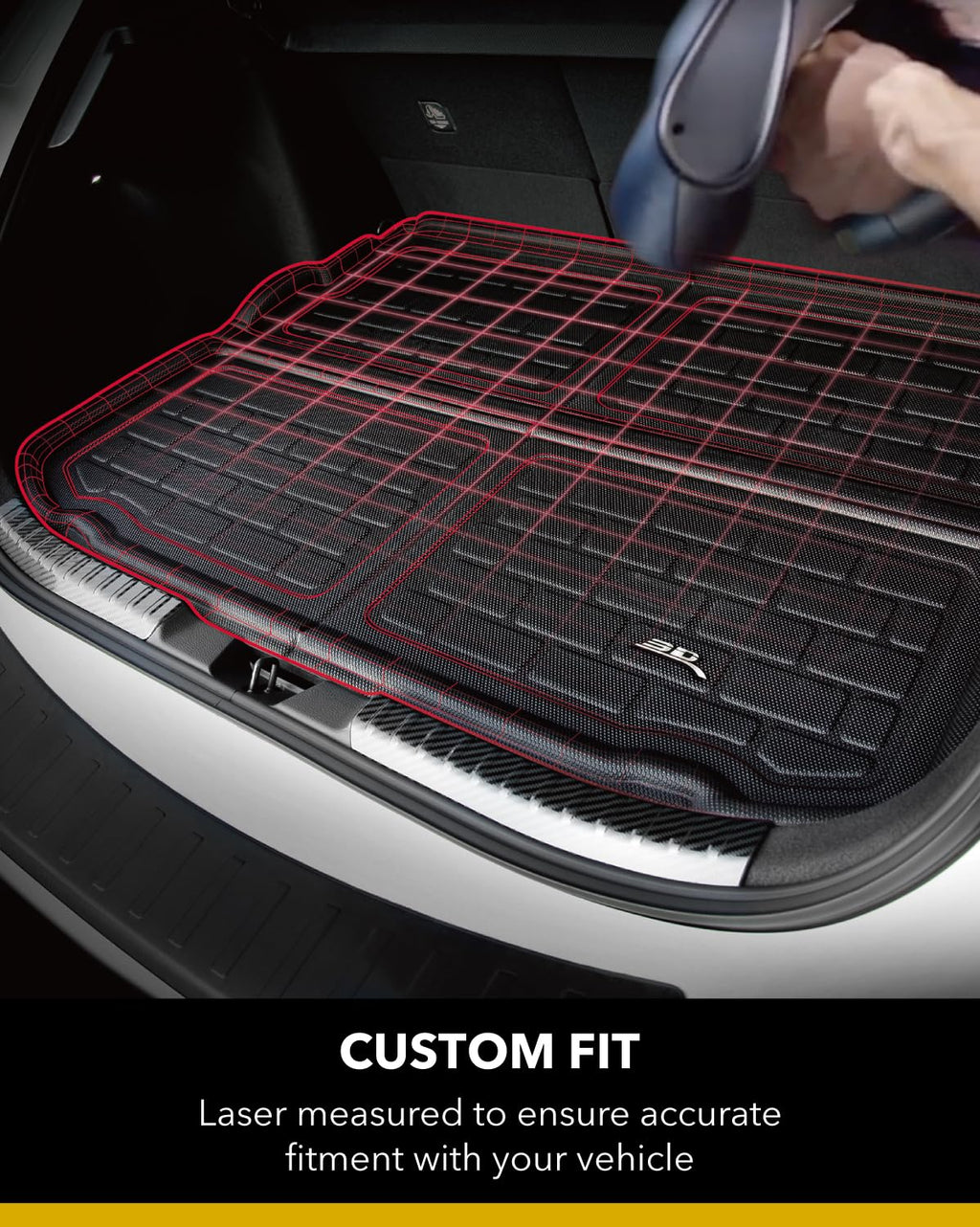 3D MAXpider Custom Fit Kagu Cargo Liner (Black) Compatible with Tesla Model X 6-Seat & 7-Seat 2016-2021 (w/o Center Console) - Cargo Liner (Fits Behind R2 ; R3 Seatbacks Must Be Folded Down)