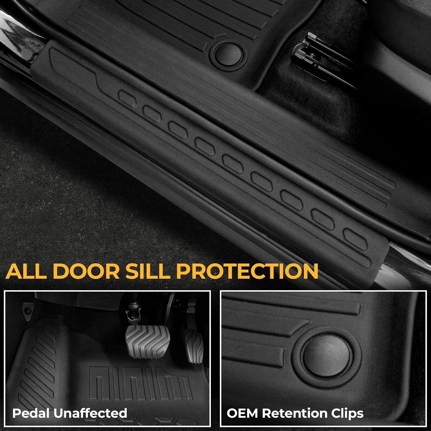 Floor Mats for Nissan Kicks 2025-2026, All Weather Floor Mats Trunk Cargo Liner and Door Sill Guards Accessories, Full Coverage Set (Fit for FWD/AWD)