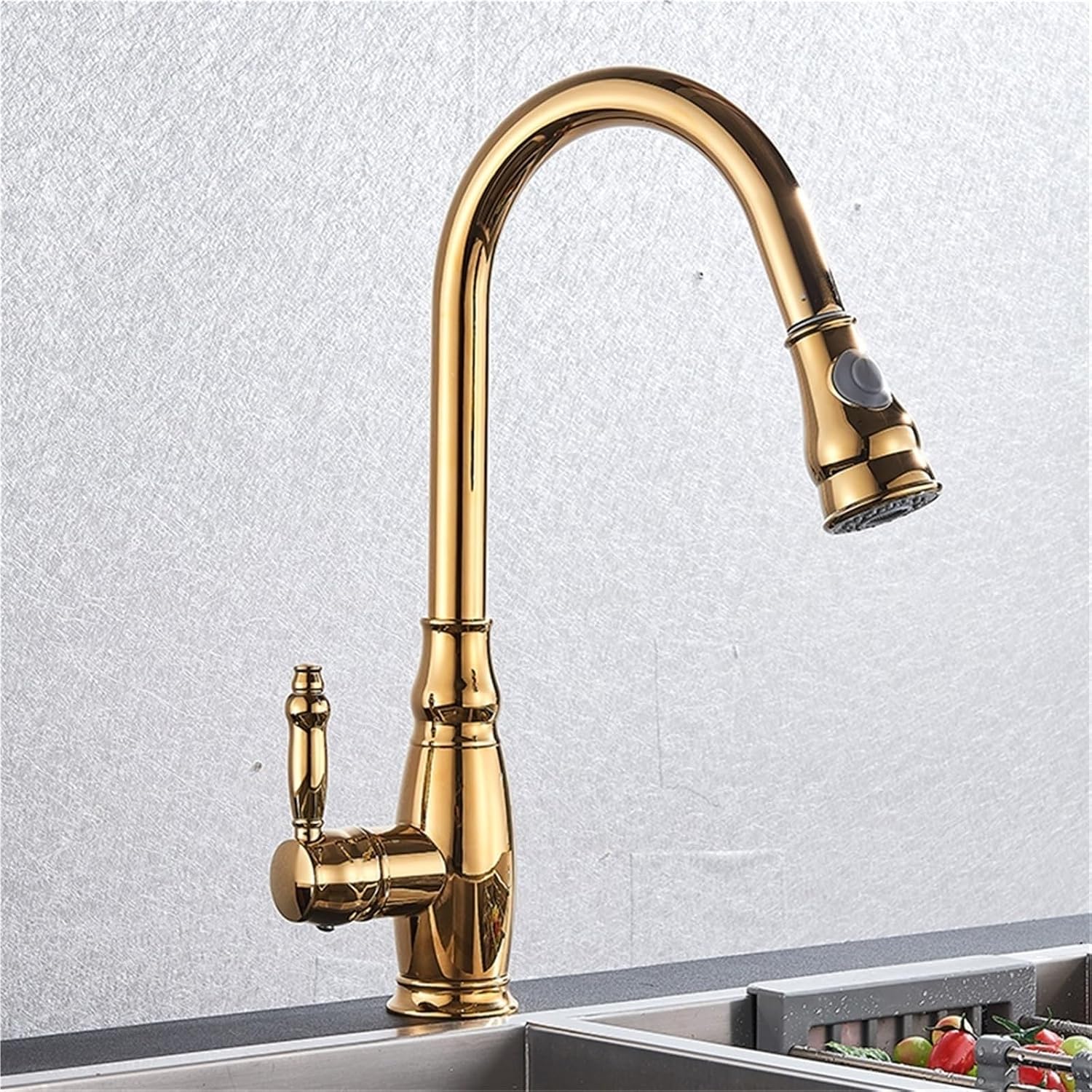 360 Rotation Pull-Out Kitchen Faucet - Hot and Cold Water Sink Mixer Tap for Kitchen(Polisehd Gold)