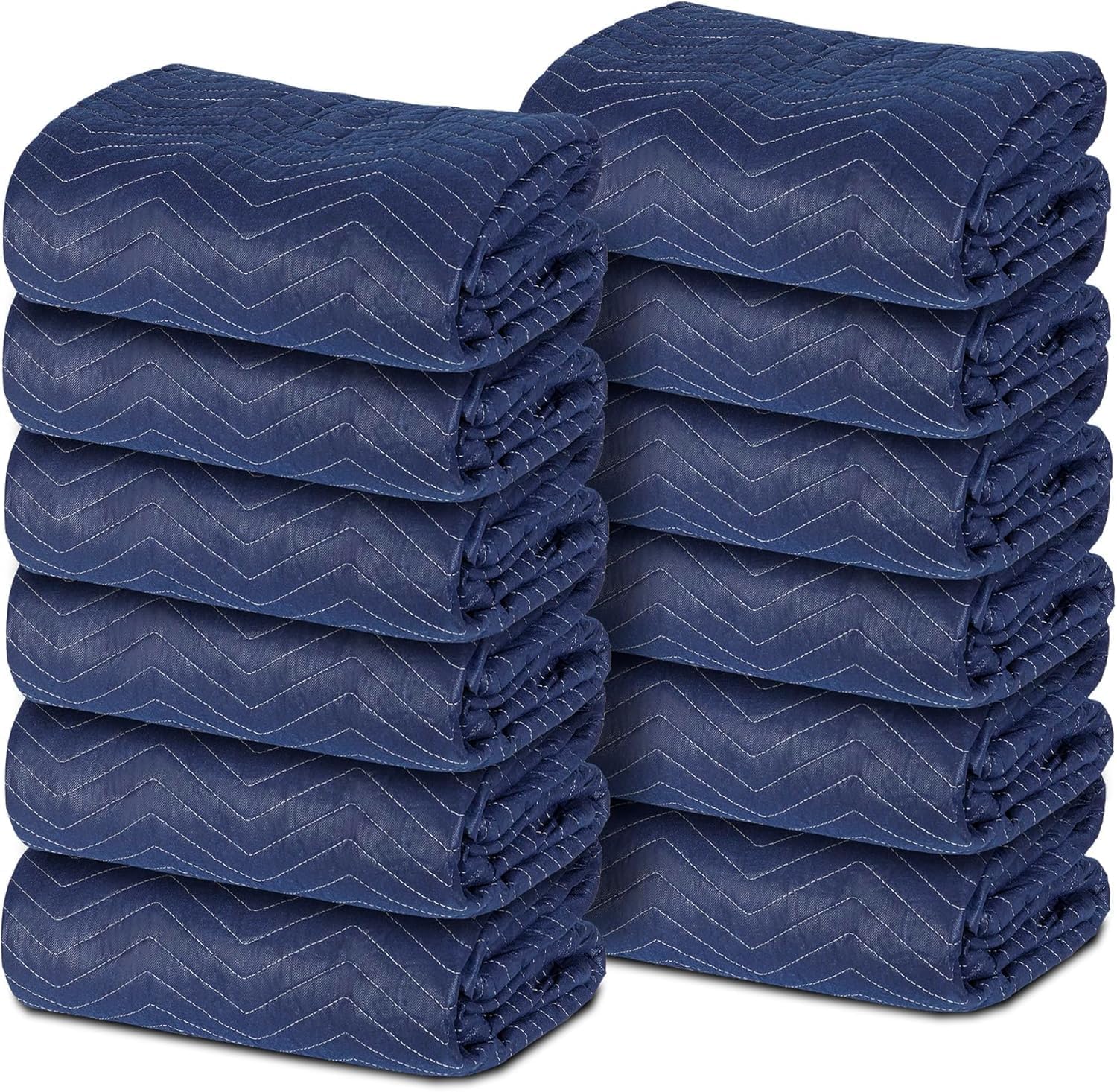 24 Moving Packing Blankets 80 x 72 Inches (35 lb/dz) Heavy Duty Moving Pads for Protecting Furniture Professional Quilted Shipping Furniture Pads (Dark Blue 24PCS)