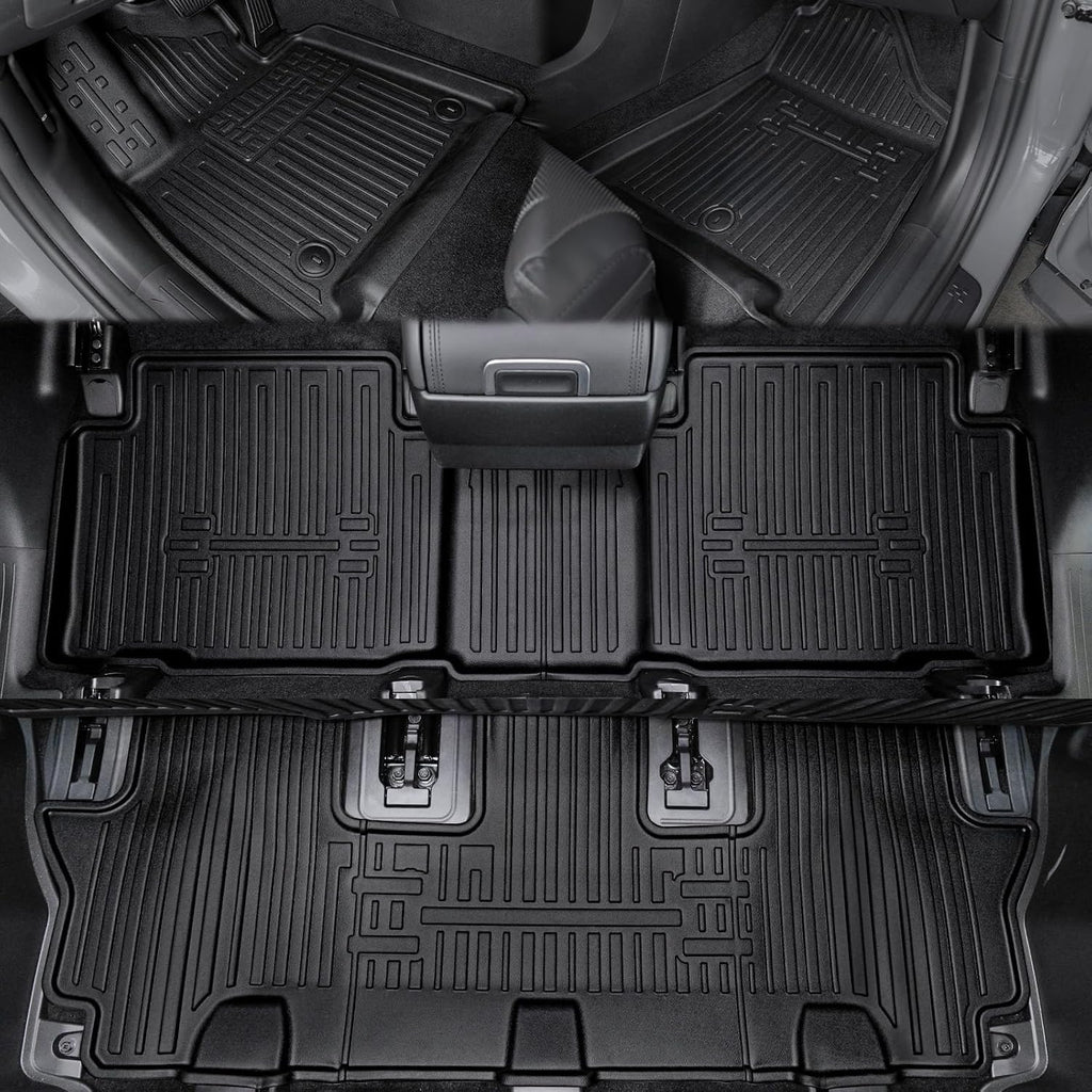 Floor Mats for Hyundai Santa Fe 2024-2026, All Weather Floor Mats Trunk Cargo Liner with Backrest Protectors Accessories, Full Coverage Set (Fit 6/7 Seats)