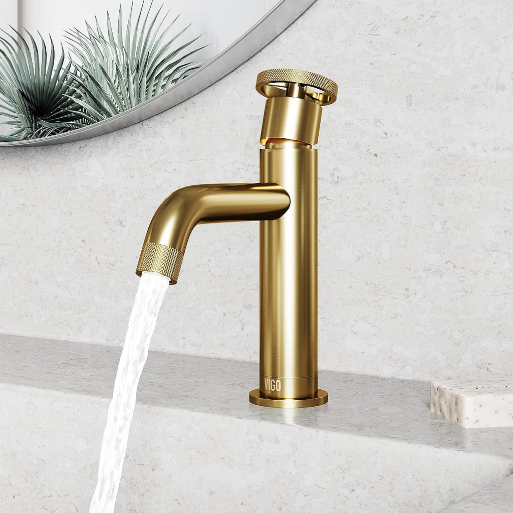 VIGO Cass 8'' H Single Handle Single-Hole Bathroom Faucet in Matte Brushed Gold-VG01046MG