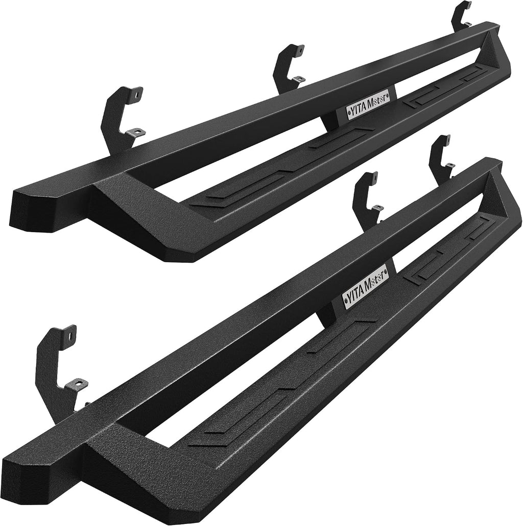 YITAMOTOR Drop Side Steps Compatible with 2019-2026 Chevy Silverado/GMC Sierra 1500, 2020-2026 Silverado/Sierra 2500HD 3500HD Crew Cab, Off-Road Running Boards, Black Powder Coated Nerf Bars