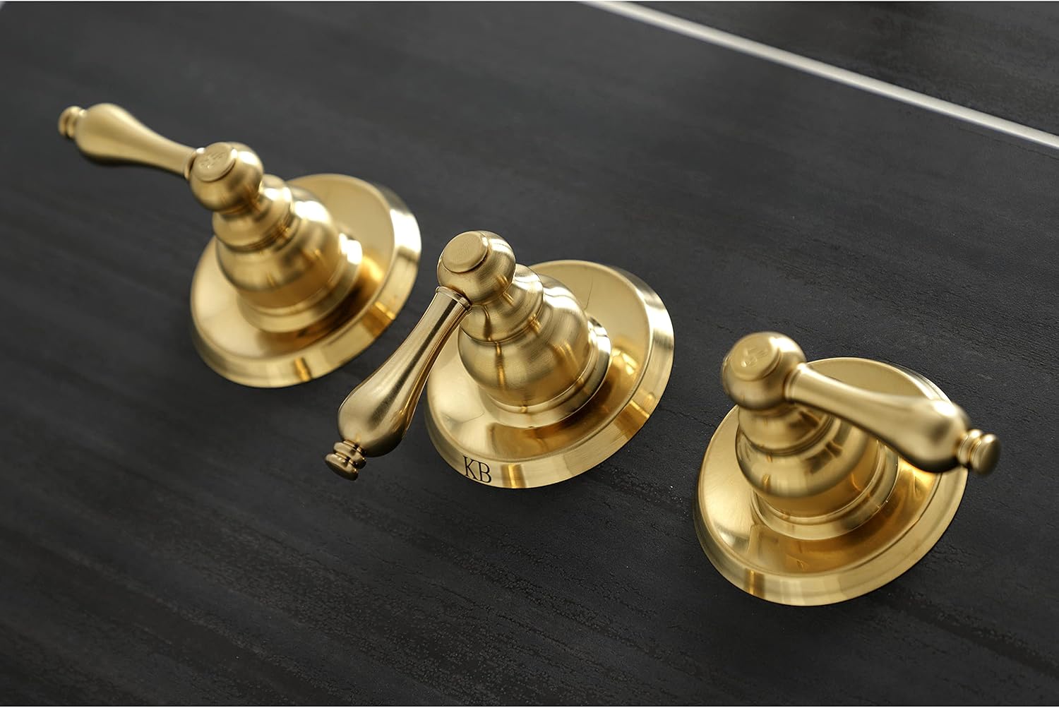 Kingston Brass KB237AL Victorian Triple-Handle Tub and Shower Faucet in Brushed Brass