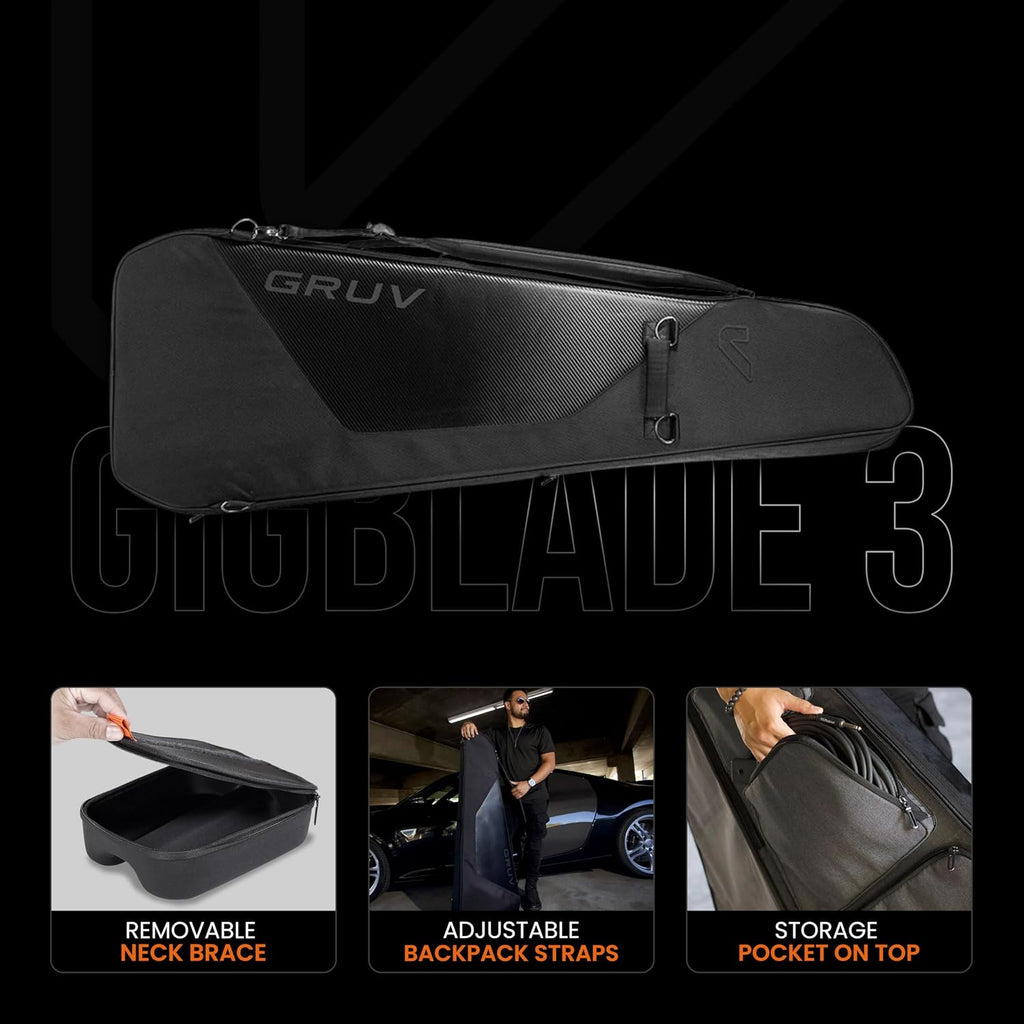 Gruv Gear Bass Guitar Case Soft, Patented Bass Guitar Gig Bag with Adjustable Side Carry Strap, Travel Approved, Multiple Pockets for Guitar Accessories, Ergonomic side-carry