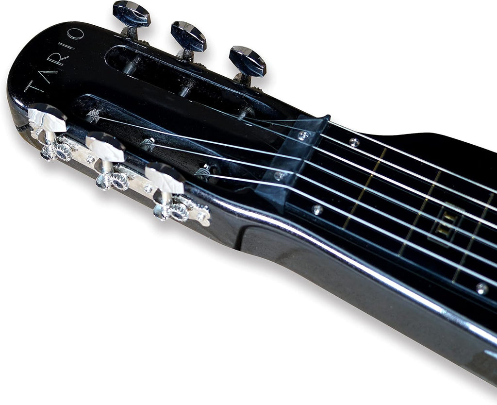 TARIO Lap Steel Guitar 6 String Slotted Head Stock Electric Slide Guitars With Gig bag (Black)