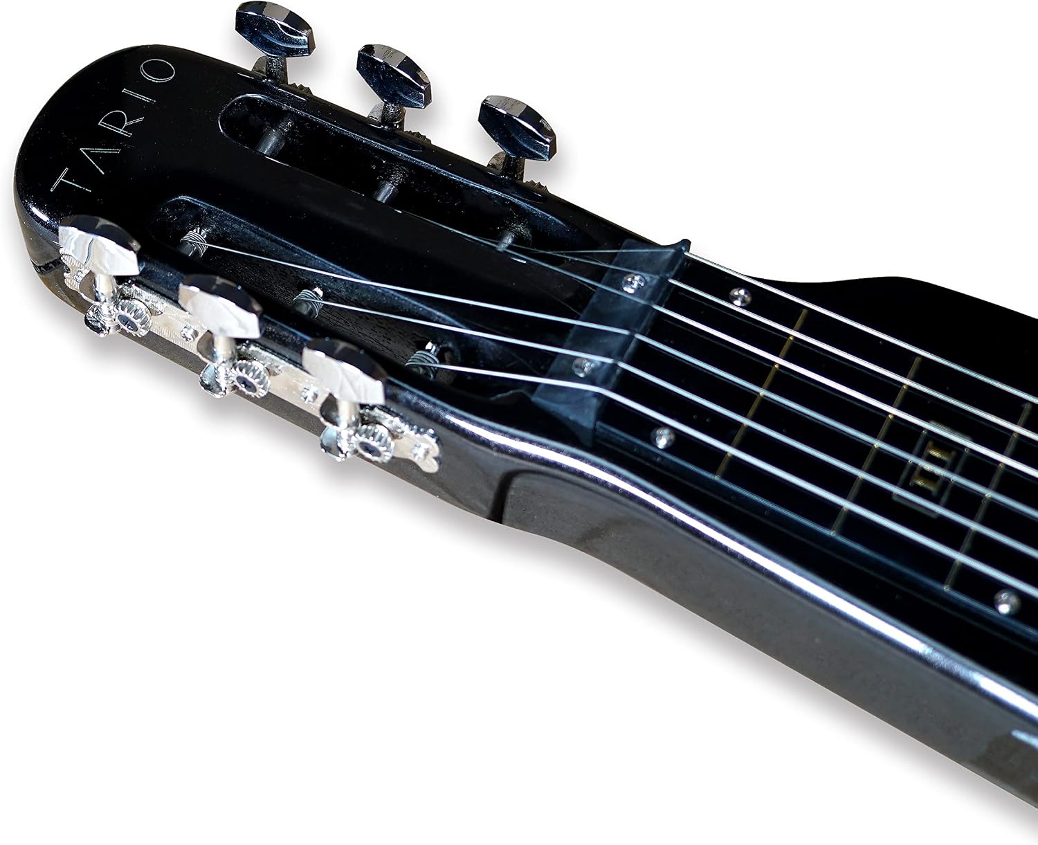 TARIO Lap Steel Guitar 6 String Slotted Head Stock Electric Slide Guitars With Gig bag (Black)