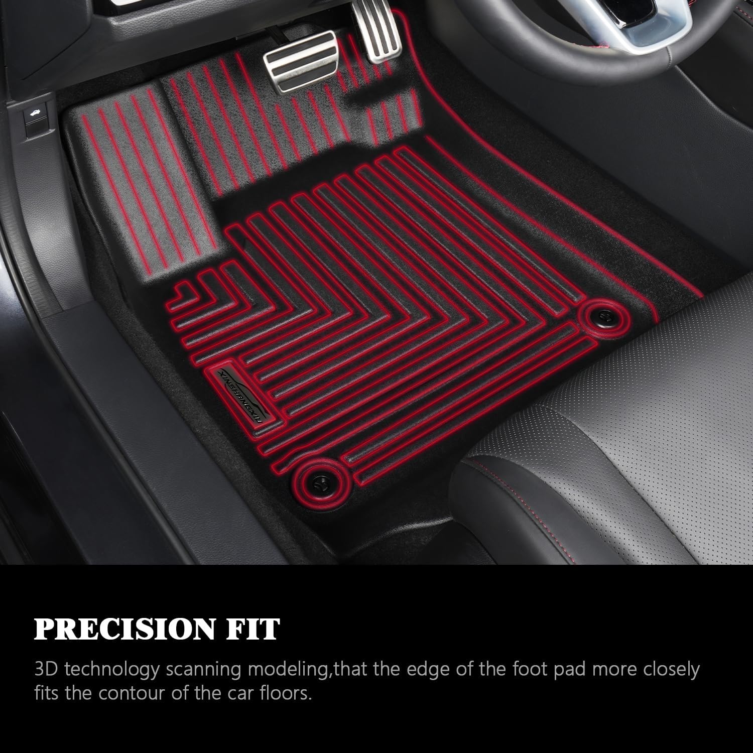 Floor Mats & Cargo Liner for 2023 2024 2025 2026 Cadillac Lyriq,1st 2nd Row with Trunk Mat,TPE All Weather Protection Slush Floor Liner Black