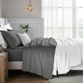 Superior Egyptian Cotton 4 Piece Sheet Set, 650 Thread Count, Modern Design, Sustainable Sheets, Ultra-Soft Basics, Solid, Deep Pocket Fitted Sheet, Flat Sheet, Pillowcases, California King, Grey