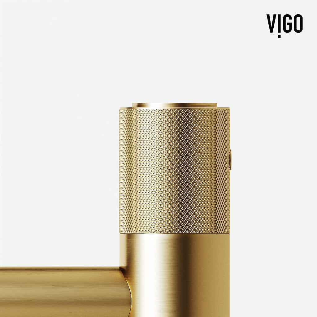 VIGO Apollo Single-Handle Single-Hole Mount Bathroom Sink Faucet, 8-Inch, Matte Brushed Gold, Modern Design, Solid Brass, 1.2 GPM WaterSense & Ceramic Disc Valve, Corrosion-Resistant
