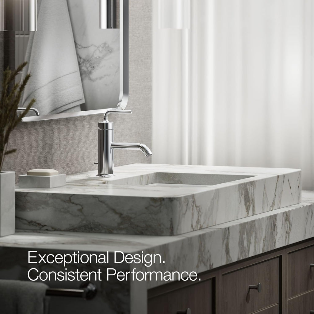 KOHLER K-14402-4A-CP Purist® Single-Handle Bathroom Sink Faucet, Straight Lever Handle, Bathroom Faucets, 1.2 GPM, Polished Chrome