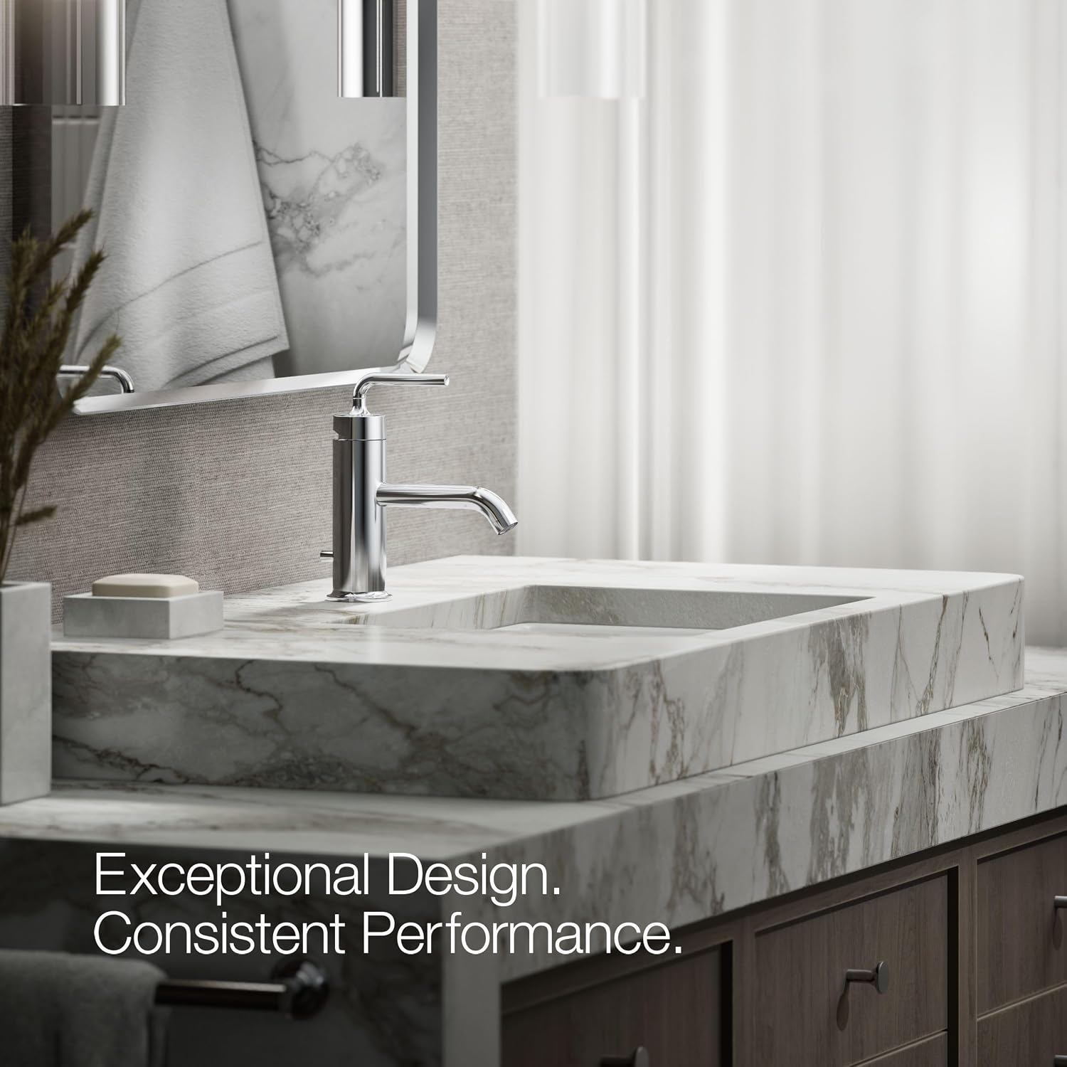 KOHLER K-14402-4A-CP Purist® Single-Handle Bathroom Sink Faucet, Straight Lever Handle, Bathroom Faucets, 1.2 GPM, Polished Chrome