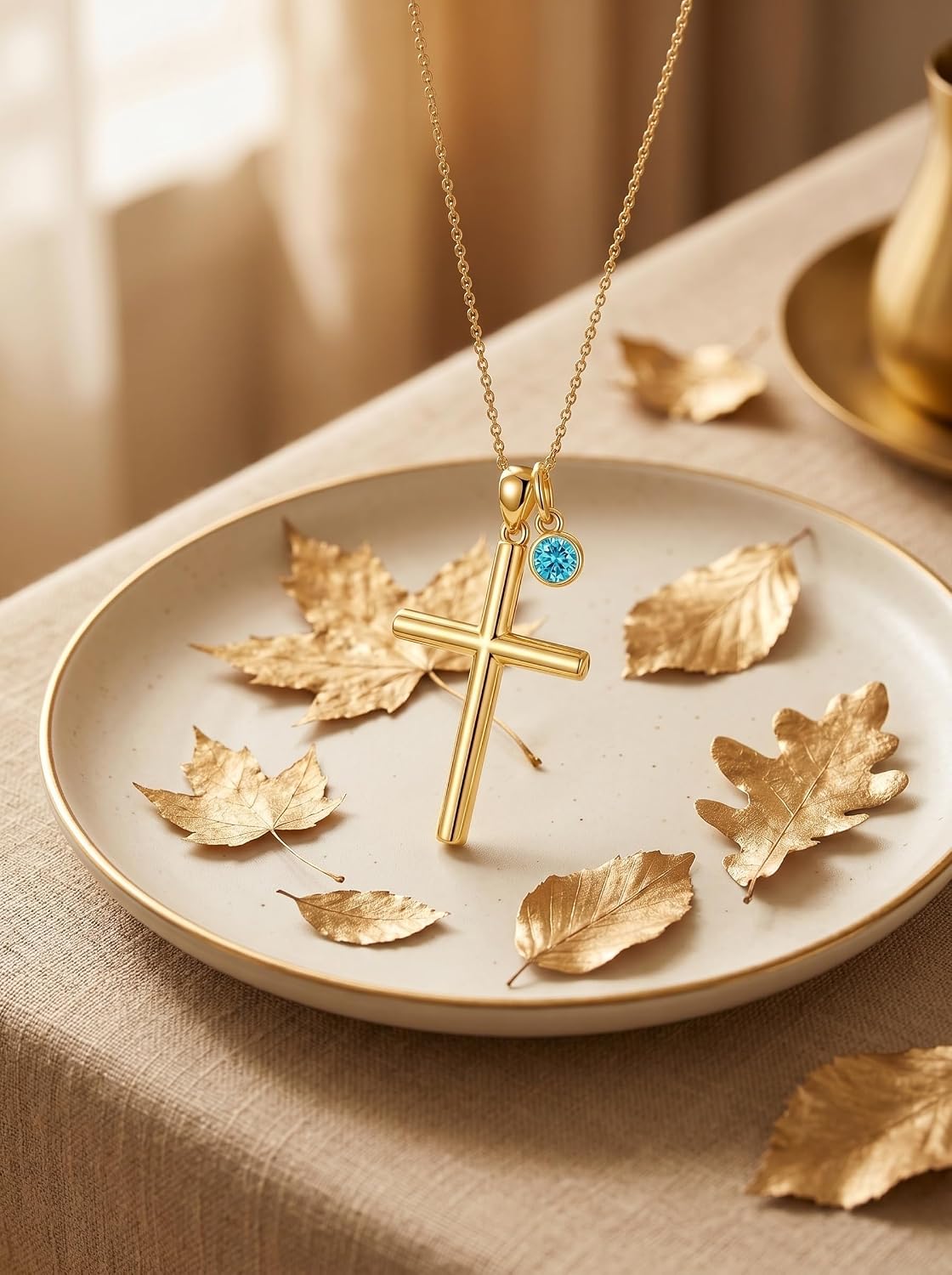 18K Gold Cross Pendant for Women Gold Cross Necklace 18K Gold Jewelry Religious Gift