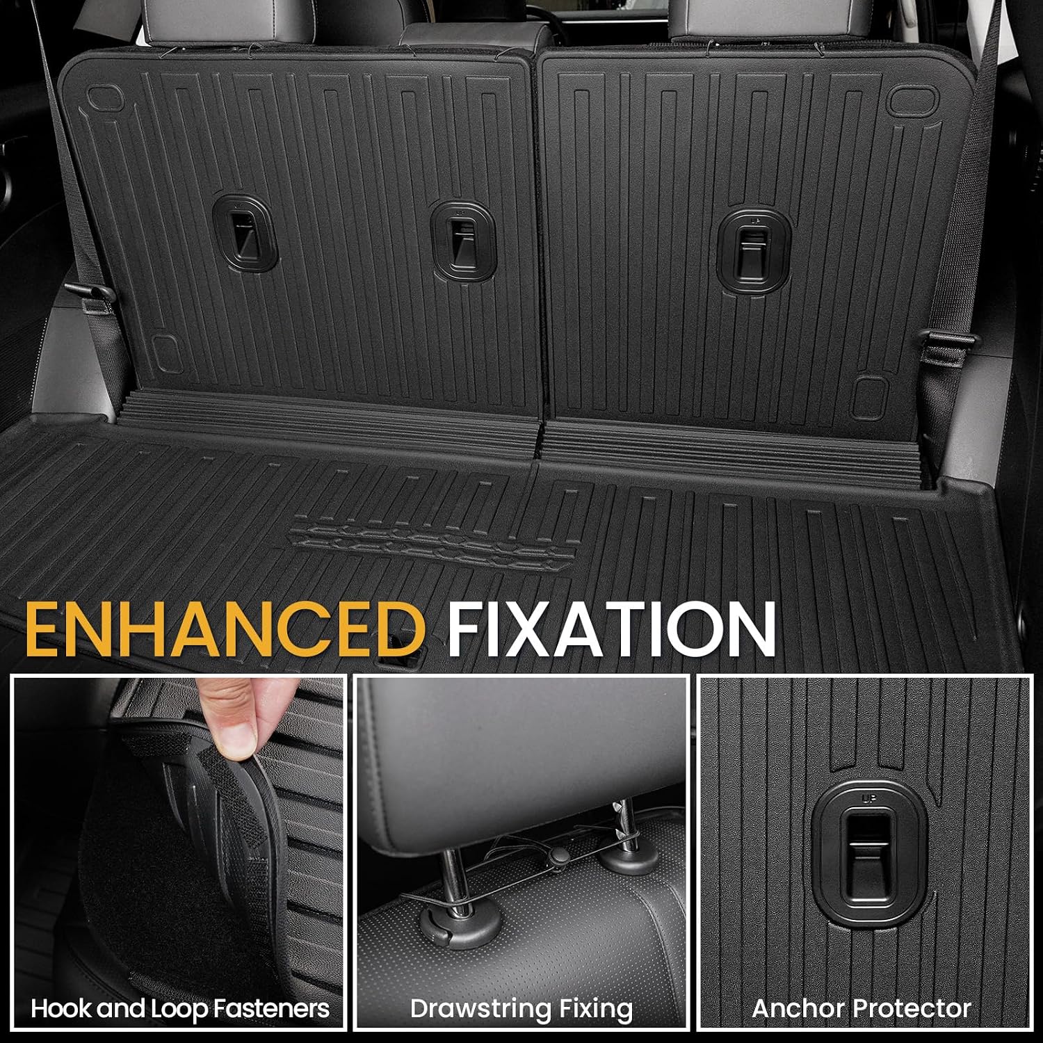 Floor Mats for Hyundai Palisade Gasoline 2026, All Weather Floor Mats Trunk Cargo Liner with Backrest Protectors Accessories, Full Coverage Set (Fit 7/8 Seats)