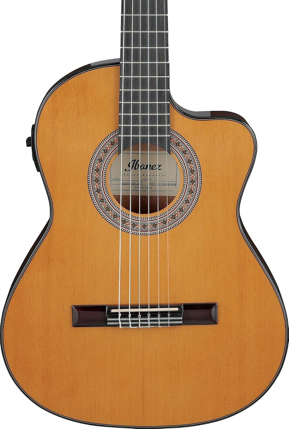Ibanez GA5TCE3Q 3/4-Size Classical Acoustic-Electric Guitar - Amber High Gloss Bundle with Case, Tuner, Strap, Strings, Picks, Austin Bazaar Instructional DVD, and Polishing Cloth