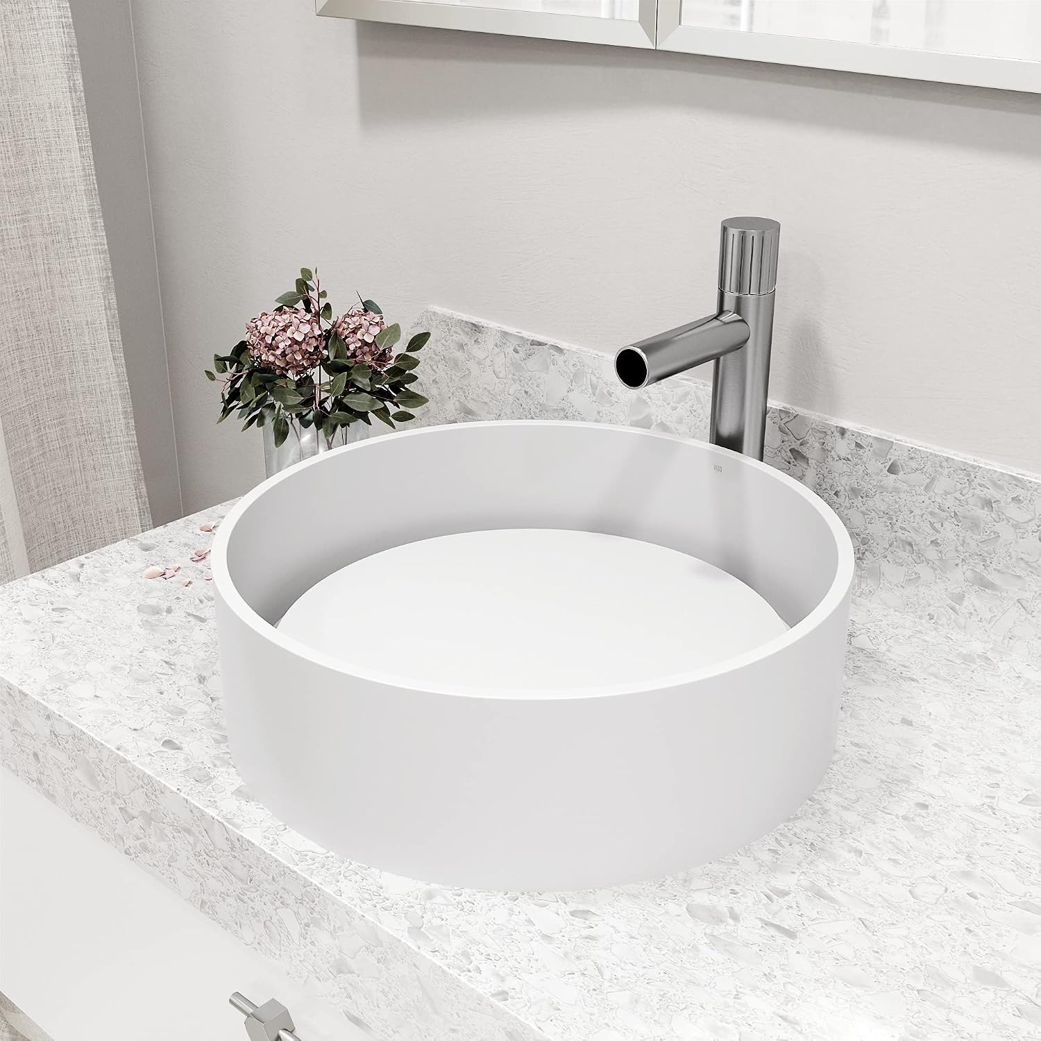 VIGO Ashford Single-Handle Single-Hole Mount Vessel Bathroom Sink Faucet, 11-Inch, Brushed Nickel, Modern Design, Solid Brass, 1.2 GPM WaterSense & Ceramic Disc Valve, Corrosion-Resistant