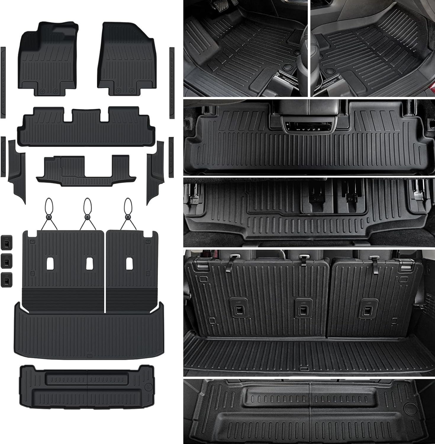 Floor Mats Set for 2022-2025 2026 Nissan Pathfinder 7/8 Seats, All Weather TPE Cargo Liner Backrest Mat Trunk Lower Mat Door Sill Guards Accessories (for Nissan Pathfinder | 2022-2026)