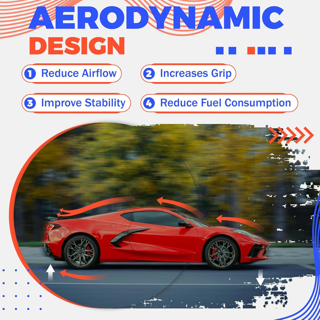 HECASA Rear Trunk Spoiler Wing Compatible with 2020-Present Chevy Corvette C8 Models, Trunk Lip Spoiler, Car Exterior Accessories Carbon Fiber Color