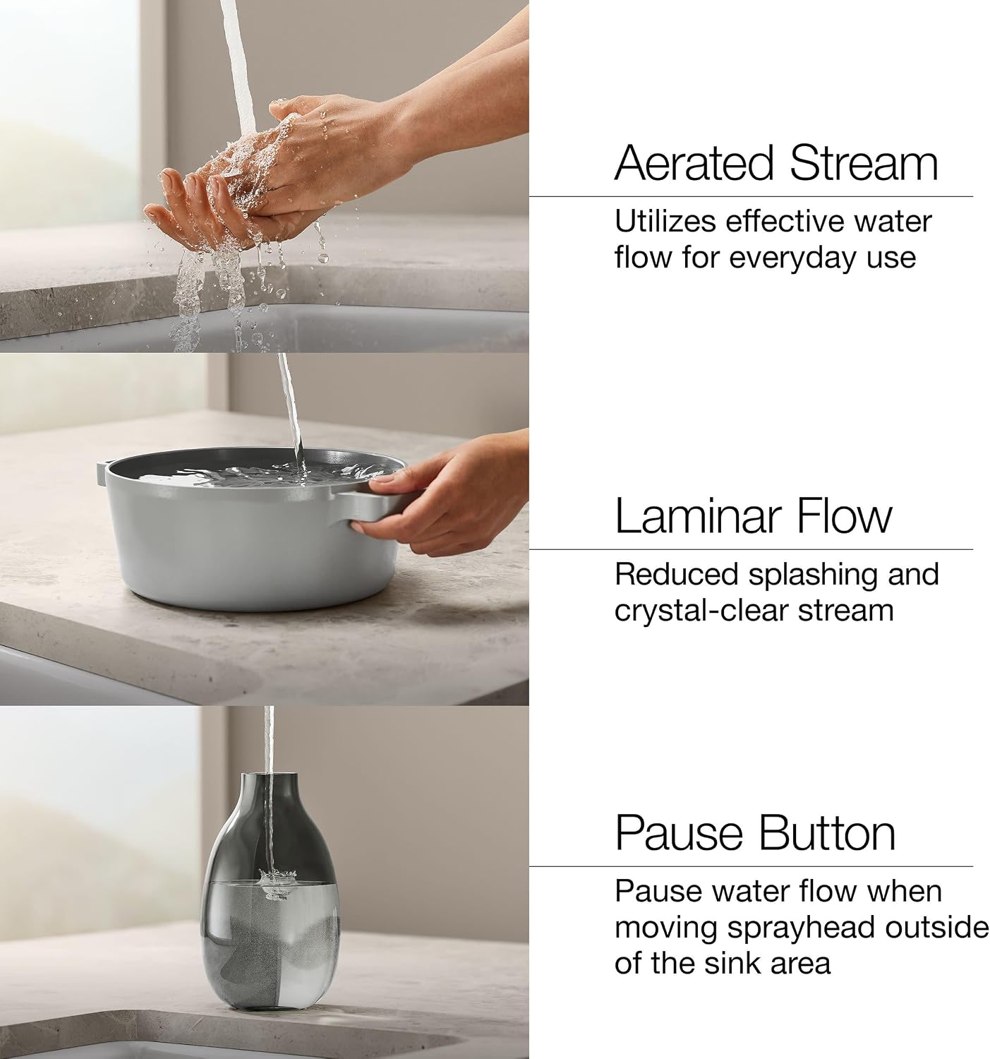 KOHLER Purist Pull-out kitchen sink faucet with three-function sprayhead