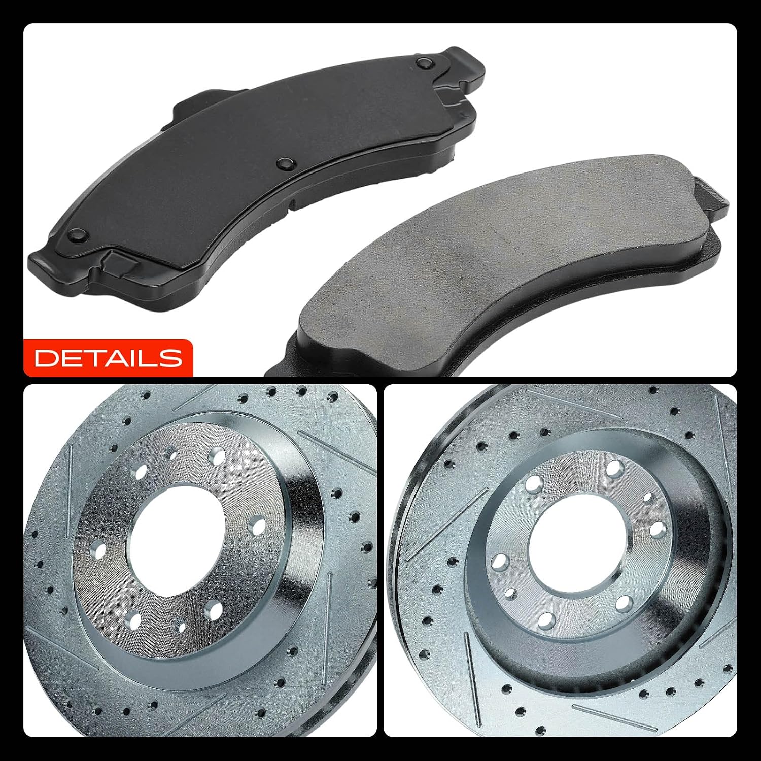 A-Premium 12.01 inch (305mm) Front Drilled and Slotted Disc Brake Rotors + Ceramic Pads Kit Compatible with Select Chevrolet, GMC, Buick, Isuzu and Oldsmobile Models - Trailblazer, Rainier, Envoy