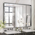 TETOTE 48 x 36 Inch Mirrors for Bathroom, Matte Black Framed Rectangular Large Modern Farmhouse Vanity Mirror for Wall Decor (Horizontal/Vertical)