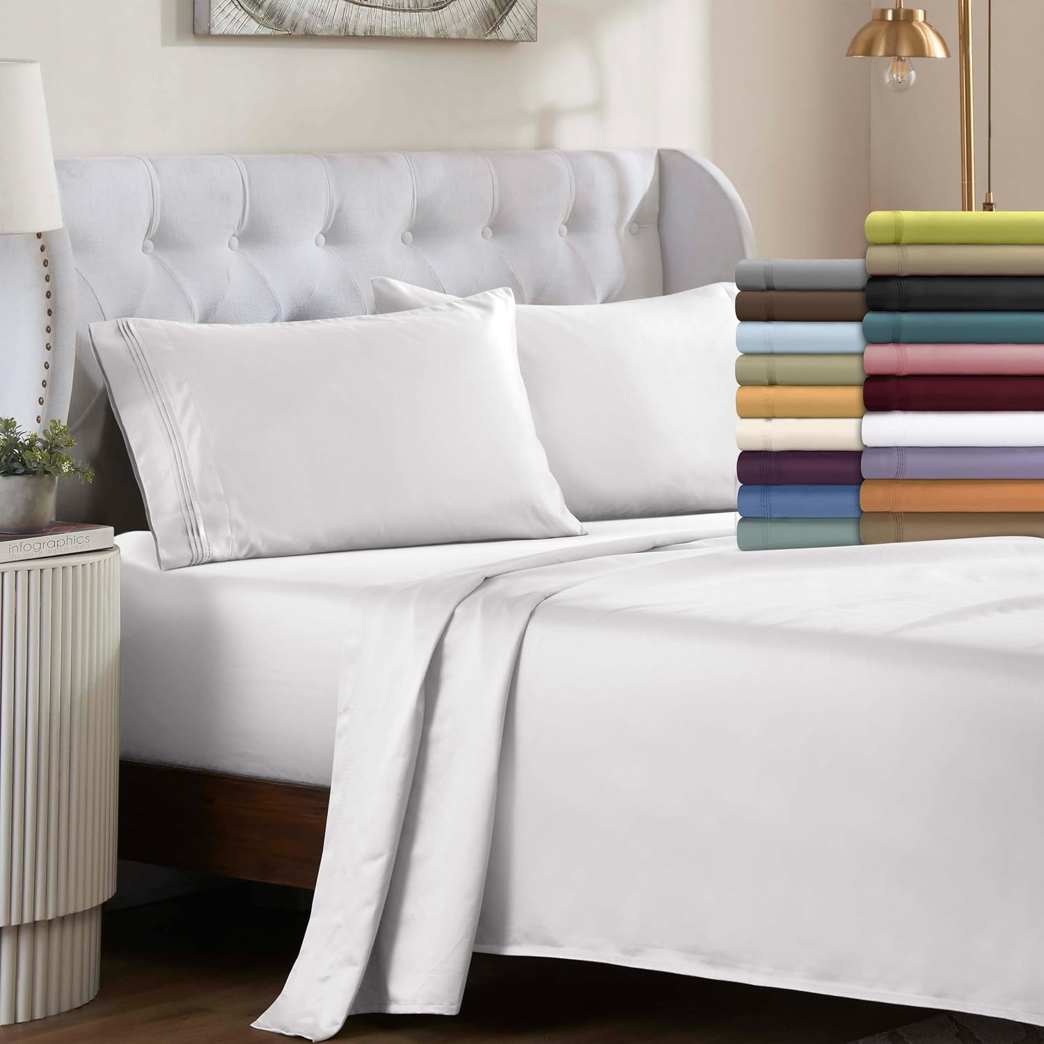Superior Egyptian Cotton 4 Piece Sheet Set, 650 Thread Count, Eco-Friendly, Sustainable Sheets, Ultra-Soft Basics, Solid, Deep Pocket Fitted Sheet, Flat Sheet, Pillowcases, California King, Blush